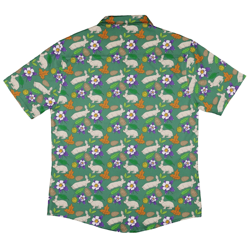 Spring Forest Green Button Up Shirt Geek Nerd adult sizing animal patterns botany print