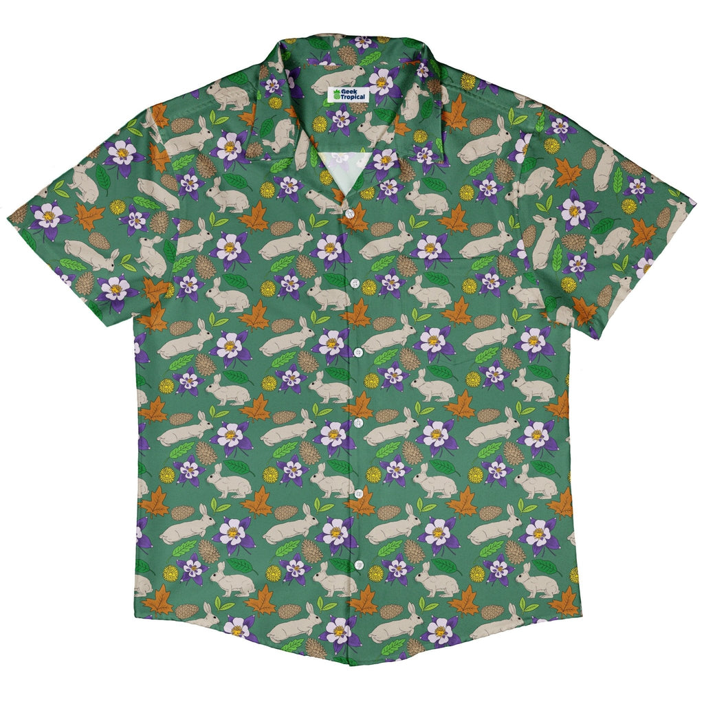 Spring Forest Green Button Up Shirt Geek Nerd adult sizing animal patterns botany print