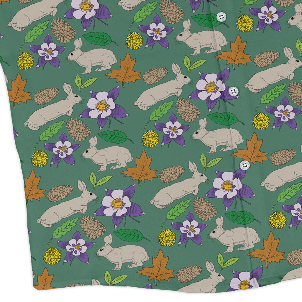 Spring Forest Green Long Sleeve Button Up Shirt Geek Nerd adult sizing animal patterns botany print
