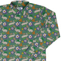 Spring Forest Green Long Sleeve Button Up Shirt Geek Nerd adult sizing animal patterns botany print