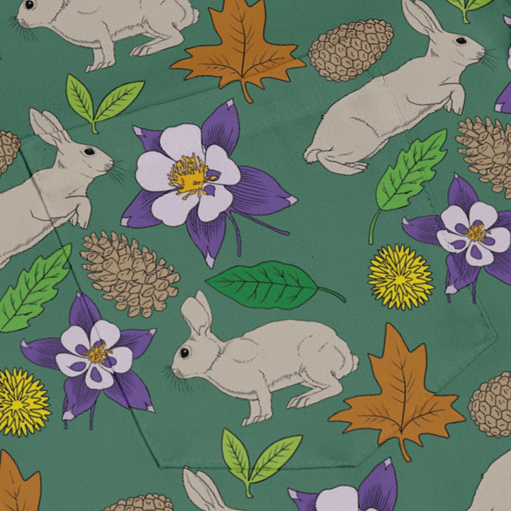 Spring Forest Green Long Sleeve Button Up Shirt Geek Nerd adult sizing animal patterns botany print