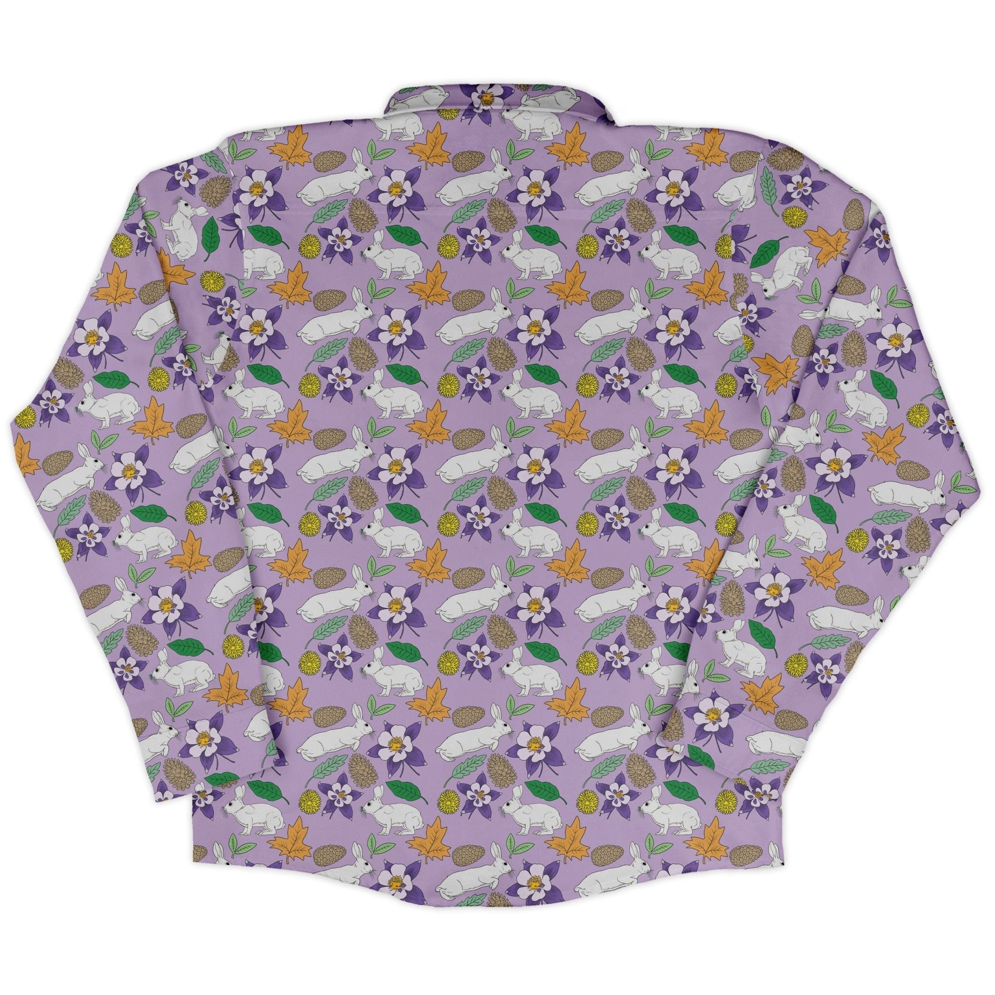 Spring forest purple Long Sleeve Button Up Shirt Geek Nerd adult sizing animal patterns botany print