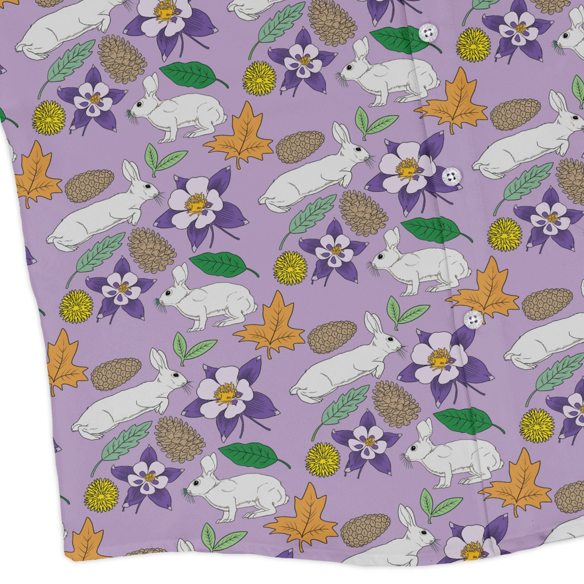 Spring forest purple Long Sleeve Button Up Shirt Geek Nerd adult sizing animal patterns botany print
