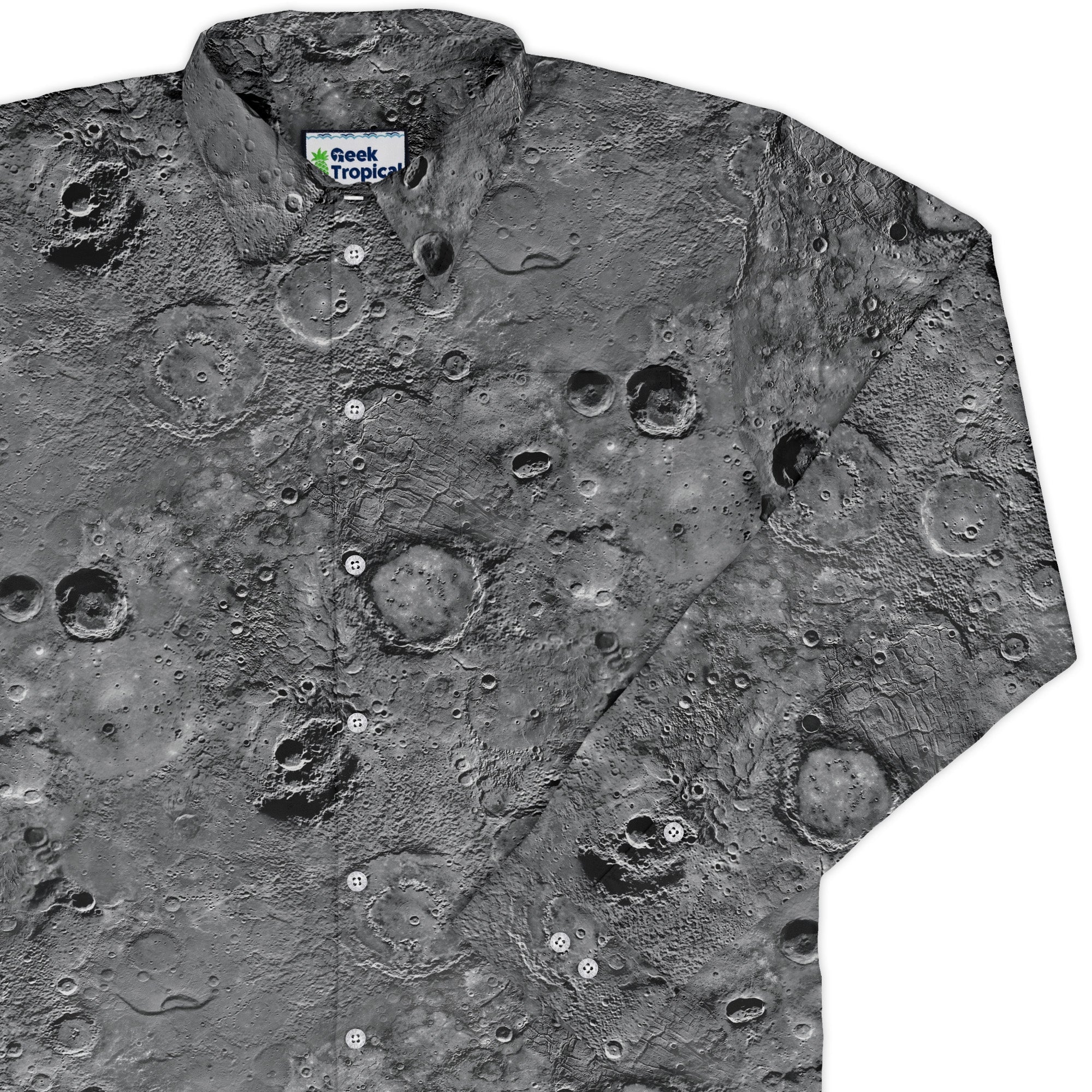 Surface of Mercury Long Sleeve Button Up Shirt Geek Nerd adult sizing Designs by Nathan FLOW DESC WRITING