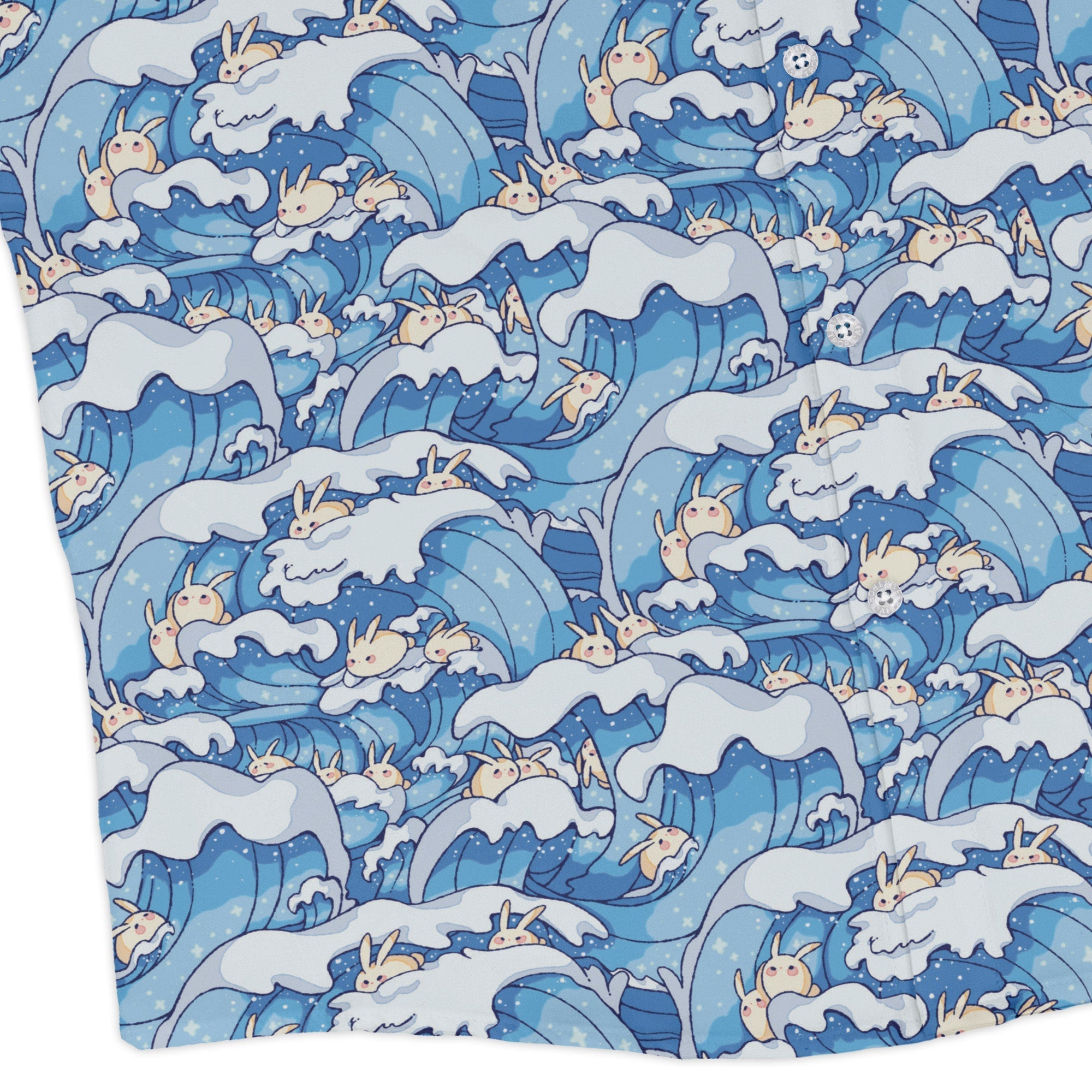 Surfer Bunnies Anime Long Sleeve Button Up Shirt Geek Nerd adult sizing Animal Patterns Anime