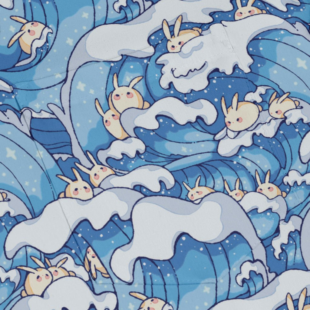 Surfer Bunnies Anime Long Sleeve Button Up Shirt Geek Nerd adult sizing Animal Patterns Anime
