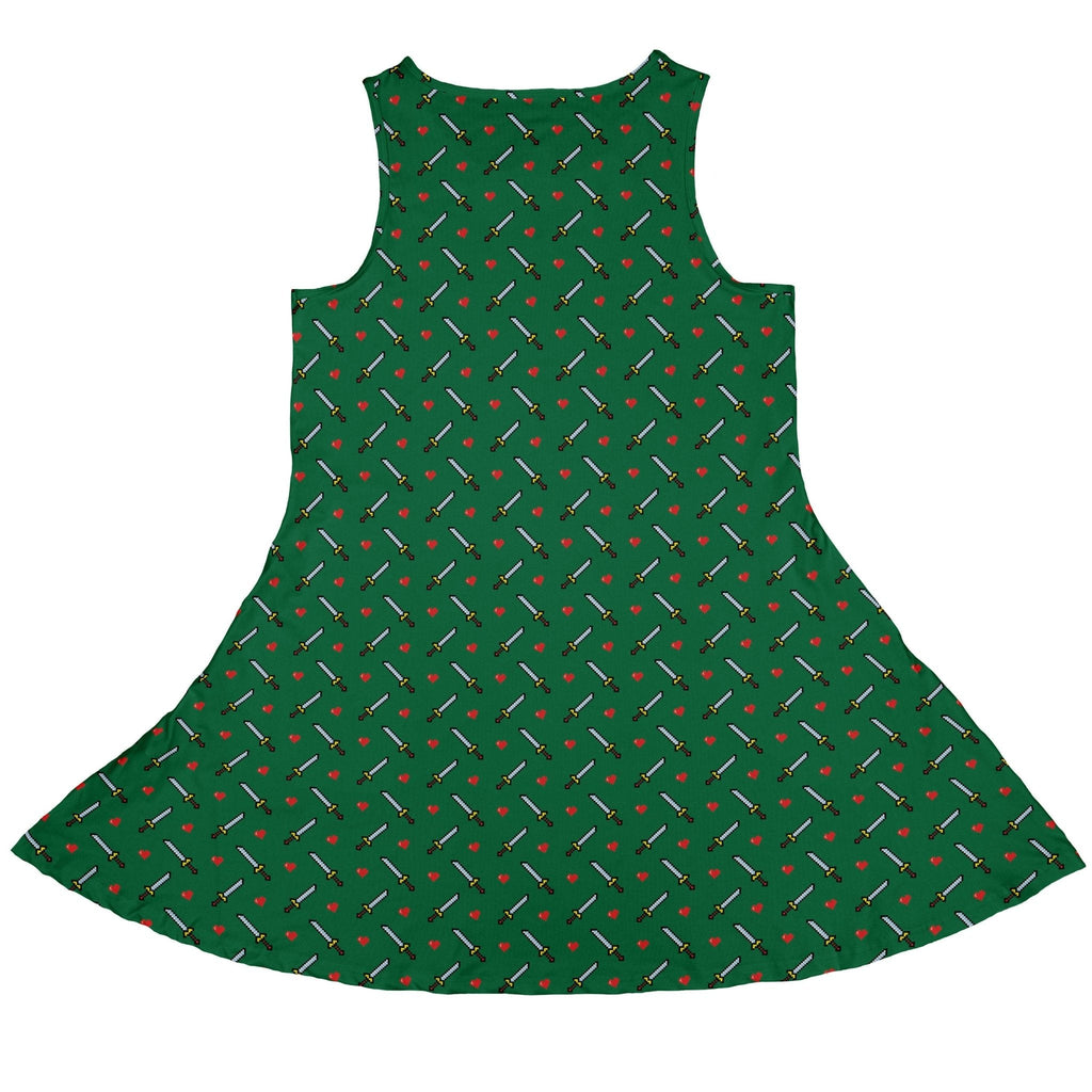 Sword And Hearts Video Game Green Dress Geek Nerd Design by Heather Davenport lx - C video game arcade print