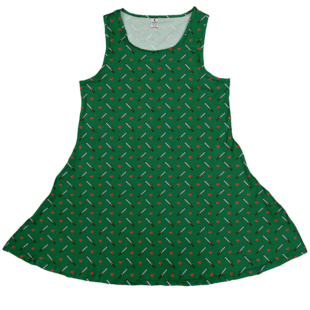 Sword And Hearts Video Game Green Dress Geek Nerd Design by Heather Davenport lx - C video game arcade print