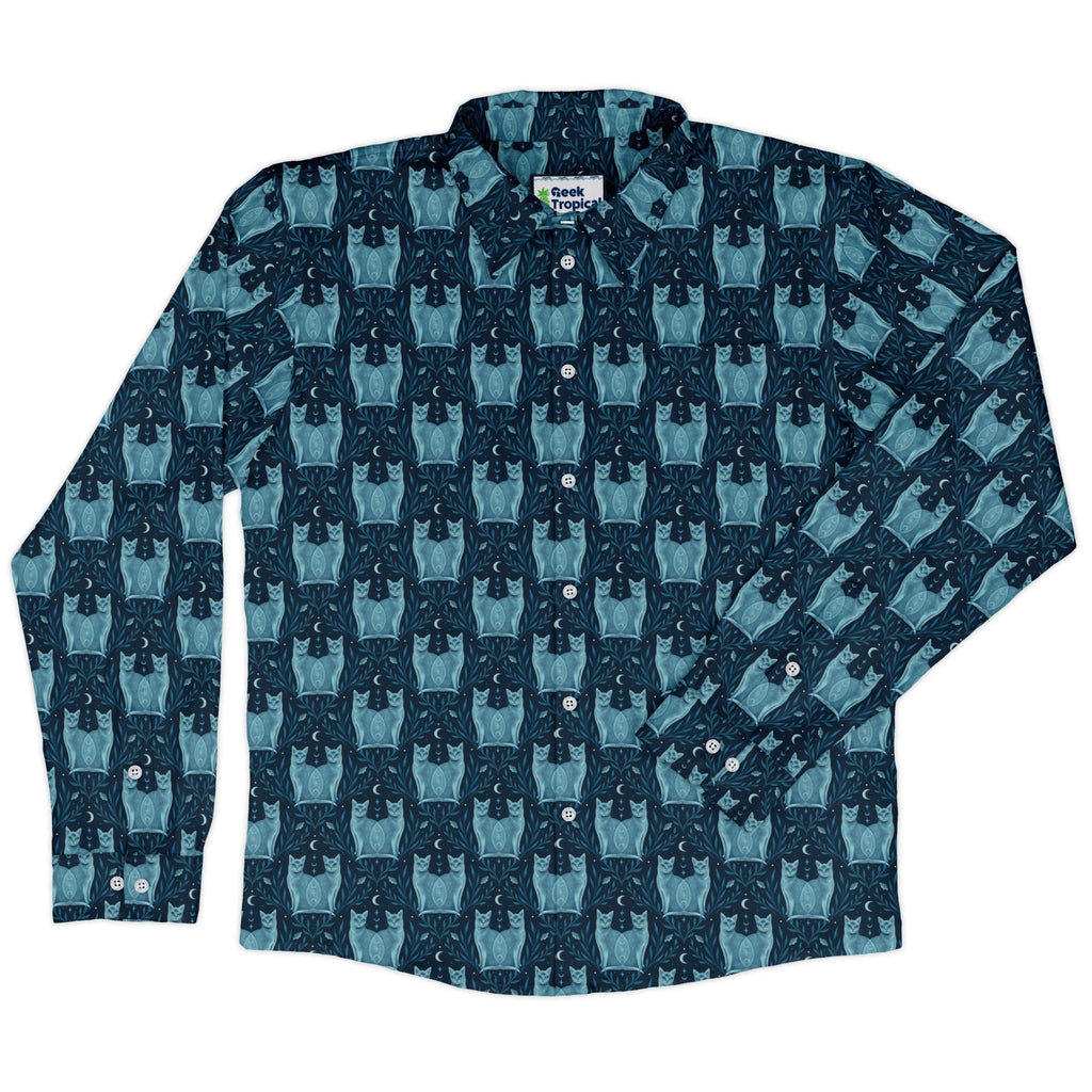 Symmetrical Cats Long Sleeve Button Up Shirt Geek Nerd 0925 adult sizing All Adult Button Up Shirts