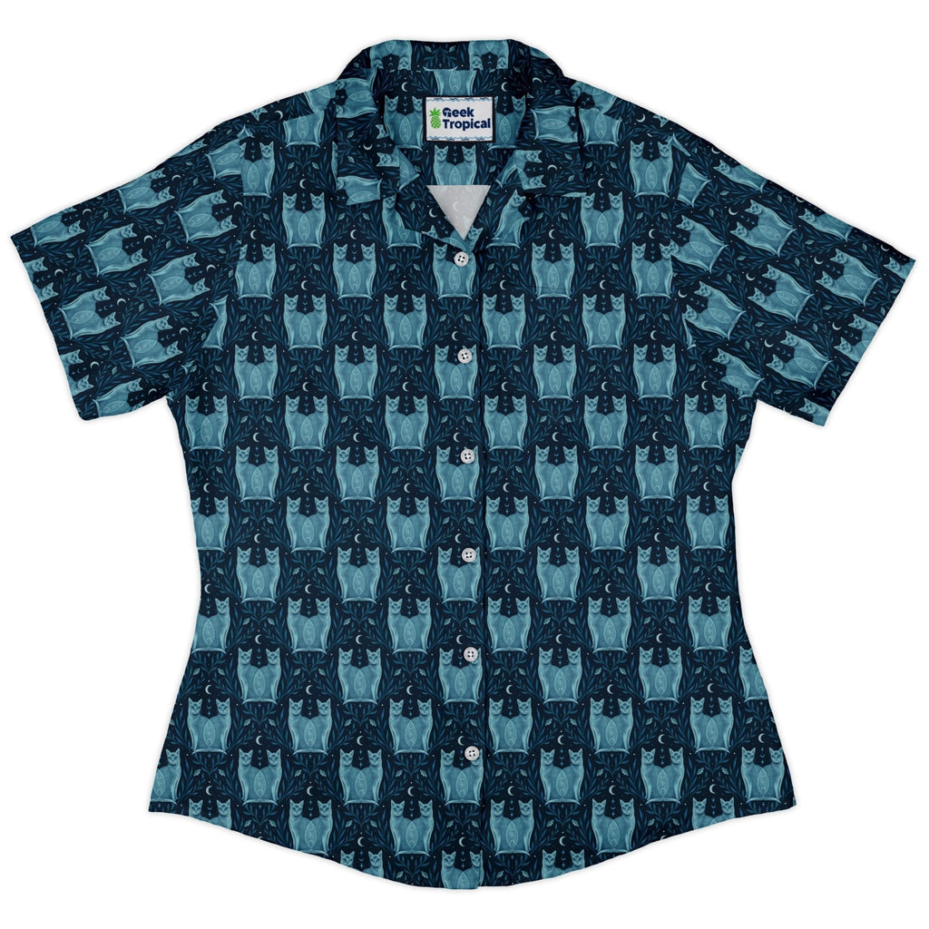 Symmetrical Cats Curvy Button Up Shirt Geek Nerd 0925 All Adult Button Up Shirts Animal Patterns
