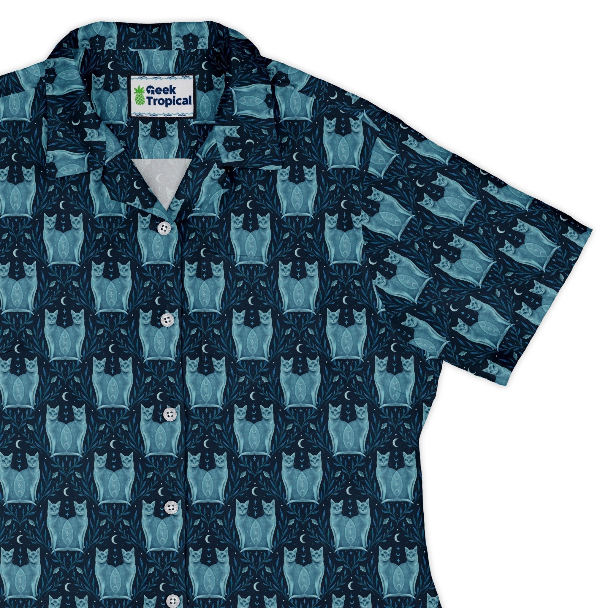 Symmetrical Cats Curvy Button Up Shirt Geek Nerd 0925 All Adult Button Up Shirts Animal Patterns