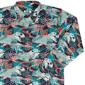 T - Rex Bones Footprints Green Dinosaur Long Sleeve Button Up Shirt Geek Nerd adult sizing dinosaur print FLOW DESC WRITING