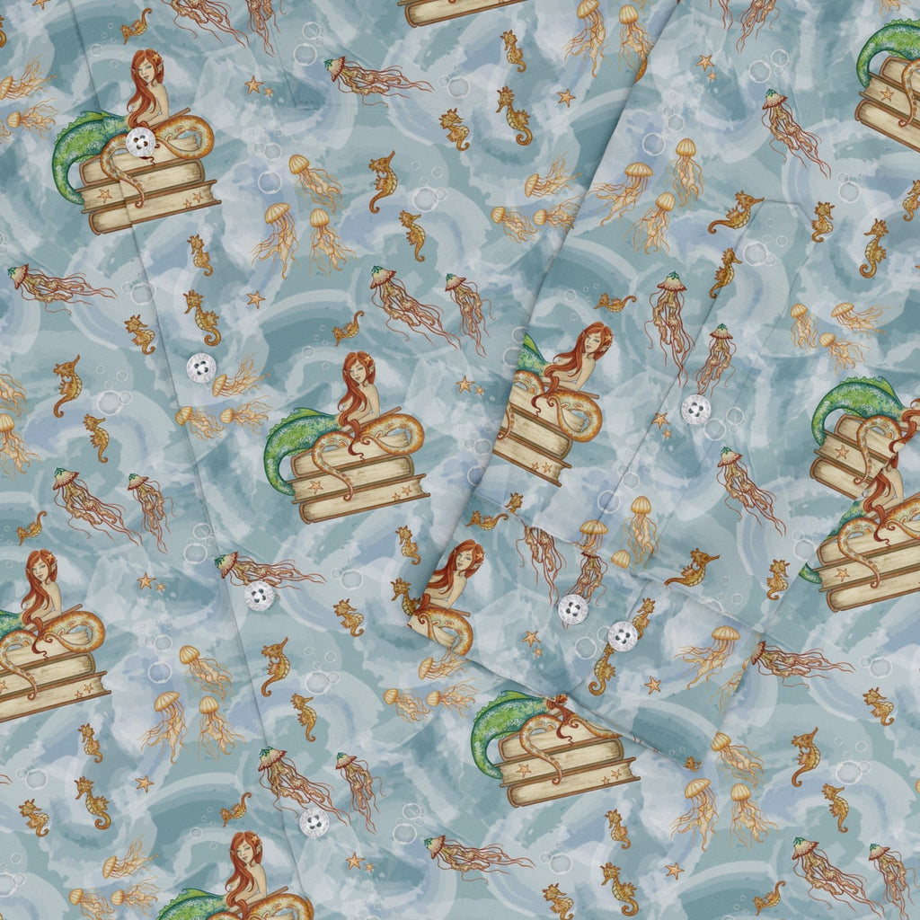 Tales of the Sea Long Sleeve Button Up Shirt Geek Nerd adult sizing Animal Patterns Book Prints