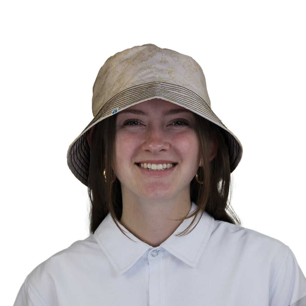 Tea Rex Bucket Hat Geek Nerd Design by Julie Kitzes dinosaur print funny prints