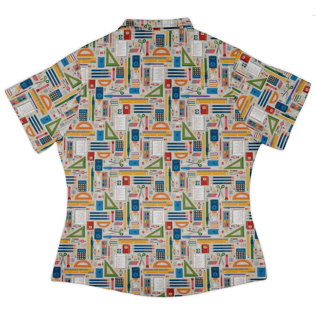 Teacher Student Supplies Curvy Button Up Shirt Geek Nerd Design by Zirkus Design mathematics print q225