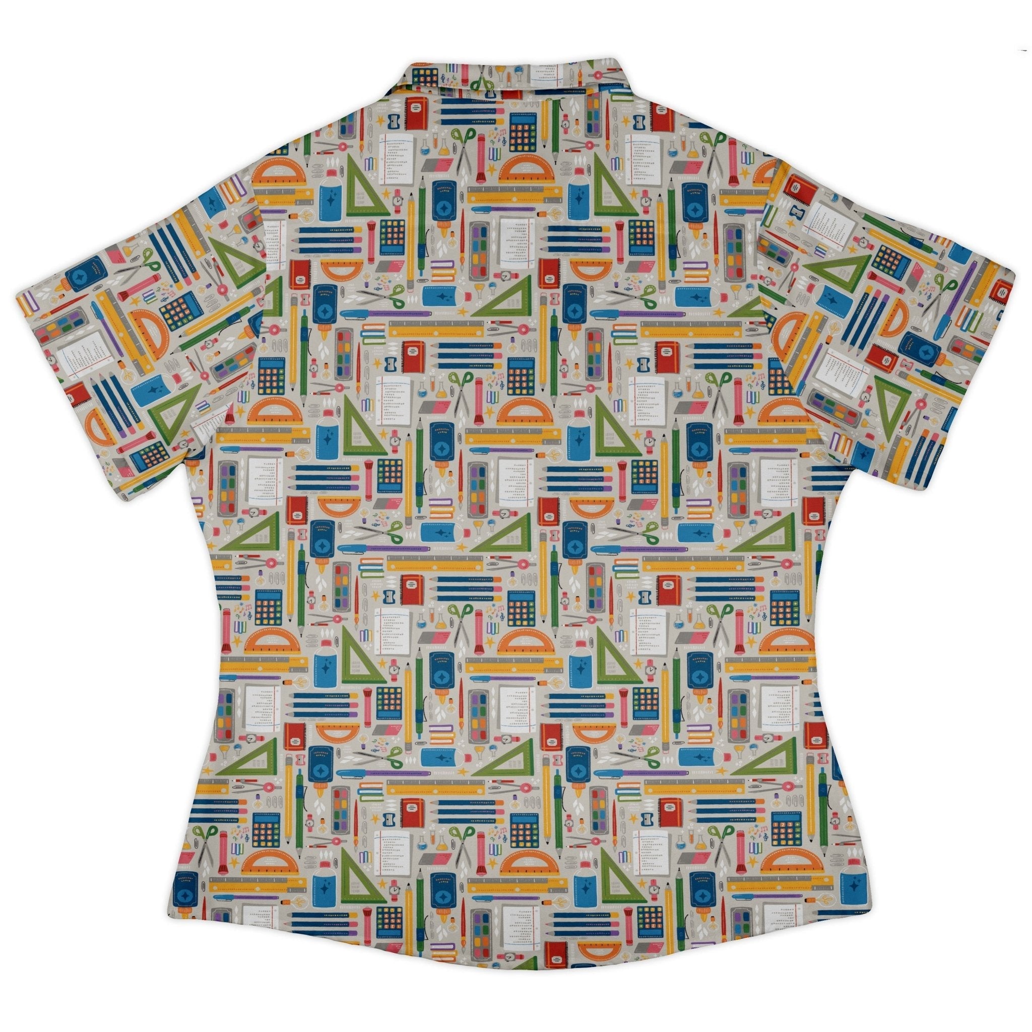 Teacher Student Supplies Curvy Button Up Shirt Geek Nerd Design by Zirkus Design mathematics print q225