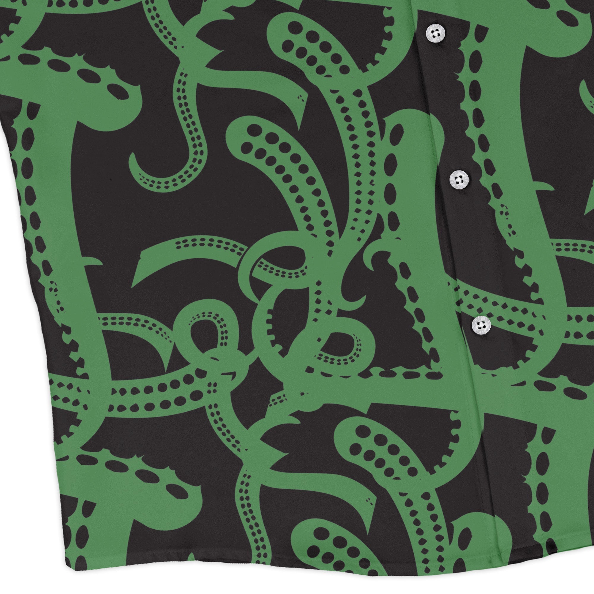 Tentacles of Cthulhu Green Long Sleeve Button Up Shirt Geek Nerd adult sizing Design by Heather Davenport Fantasy Prints