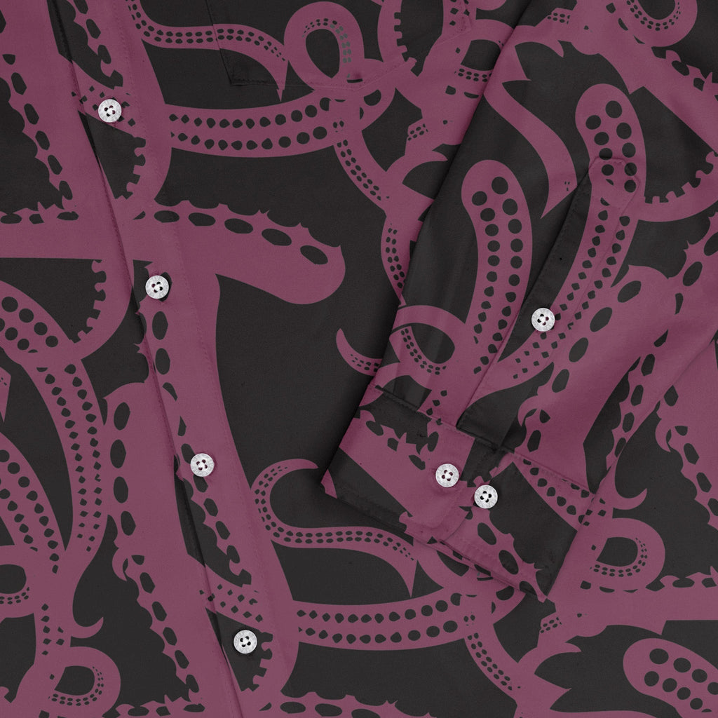 Tentacles of Cthulhu Long Sleeve Button Up Shirt Geek Nerd adult sizing Design by Heather Davenport Fantasy Prints