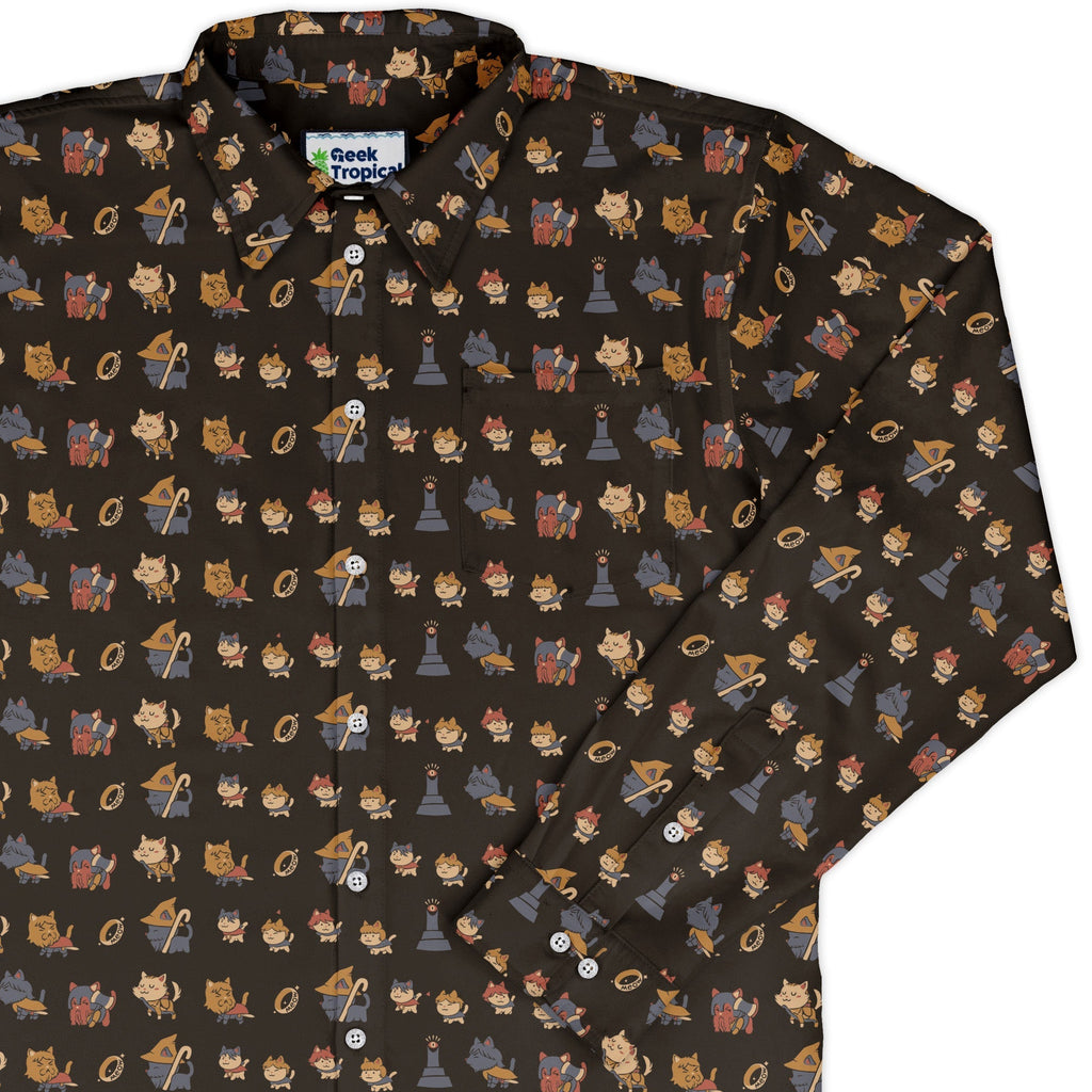 The Furrlowship of the Ring Long Sleeve Button Up Shirt Geek Nerd adult sizing Design by Tobe Fonseca Fantasy Prints