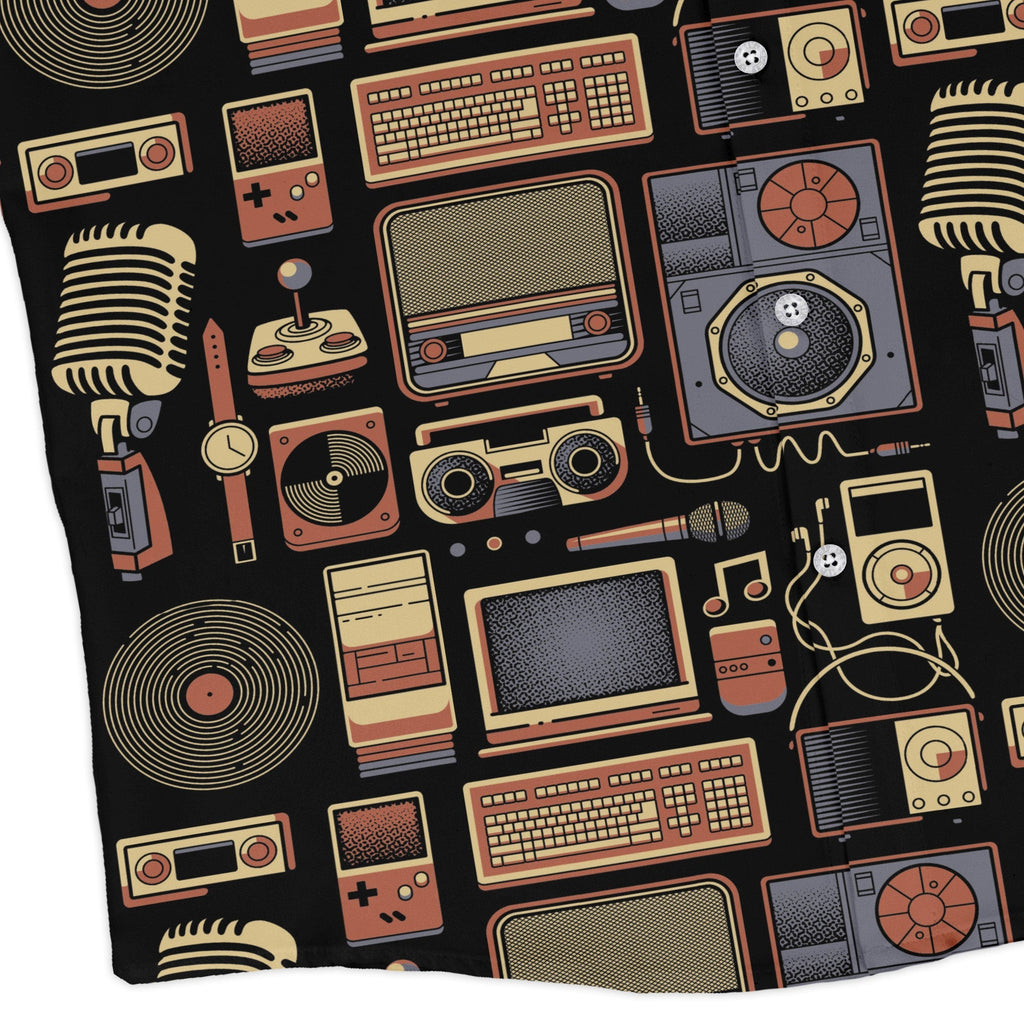 Throwback Tech Long Sleeve Button Up Shirt Geek Nerd adult sizing Design by Tobe Fonseca FLOW DESC WRITING