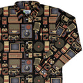 Throwback Tech Long Sleeve Button Up Shirt Geek Nerd adult sizing Design by Tobe Fonseca FLOW DESC WRITING