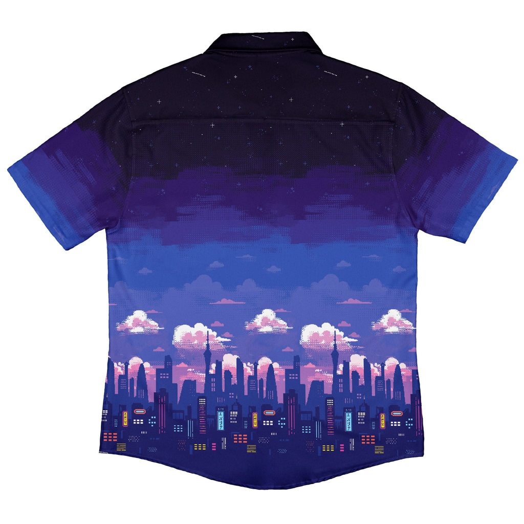 Tokyo Skyline Button Up Shirt Geek Nerd 0925 adult sizing All Adult Button Up Shirts