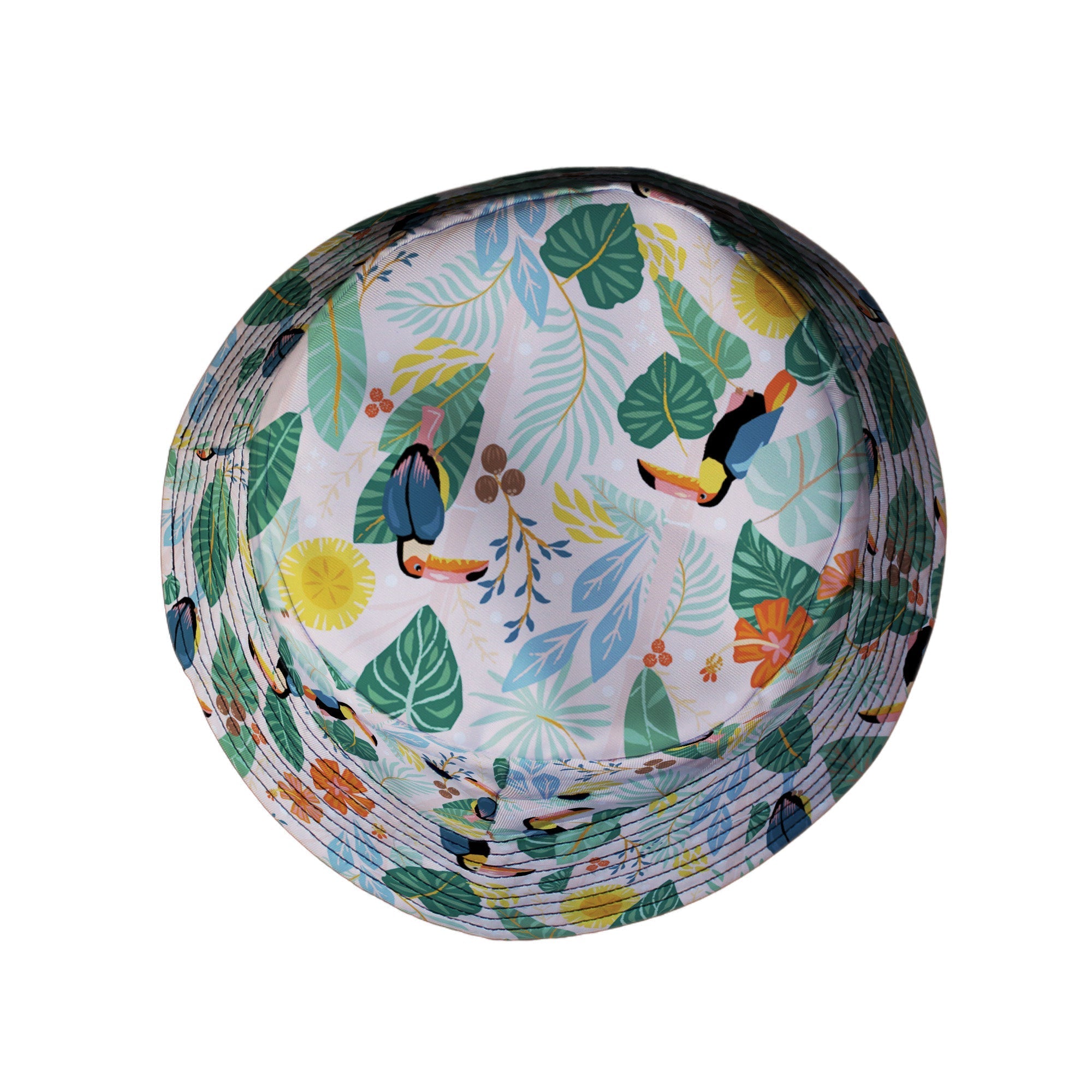 Toucan Tropica Bucket Hat Geek Nerd animal patterns botany print Design by Zirkus Design