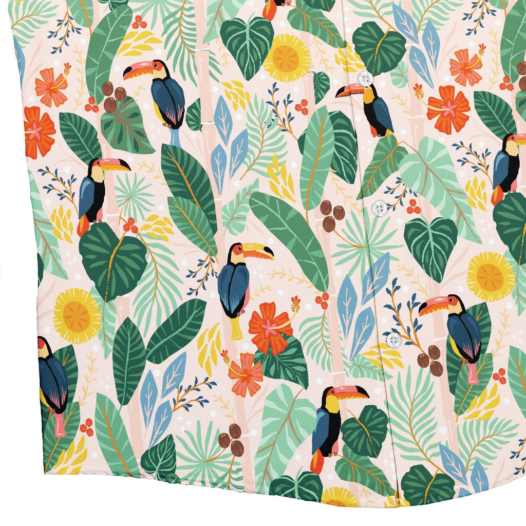 Toucan Tropica Button Up Shirt Geek Nerd adult sizing animal patterns botany print