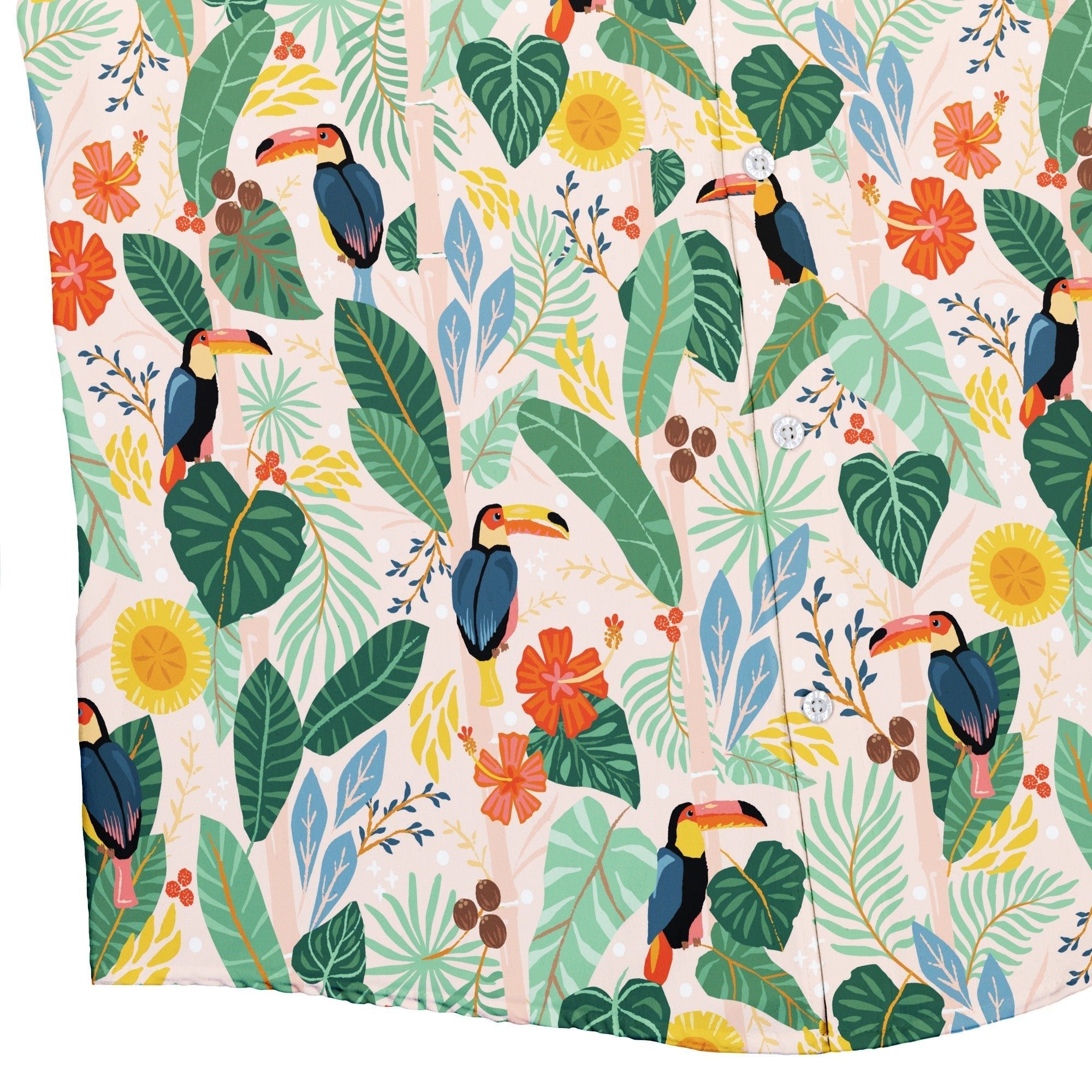Toucan Tropica Button Up Shirt Geek Nerd adult sizing animal patterns botany print