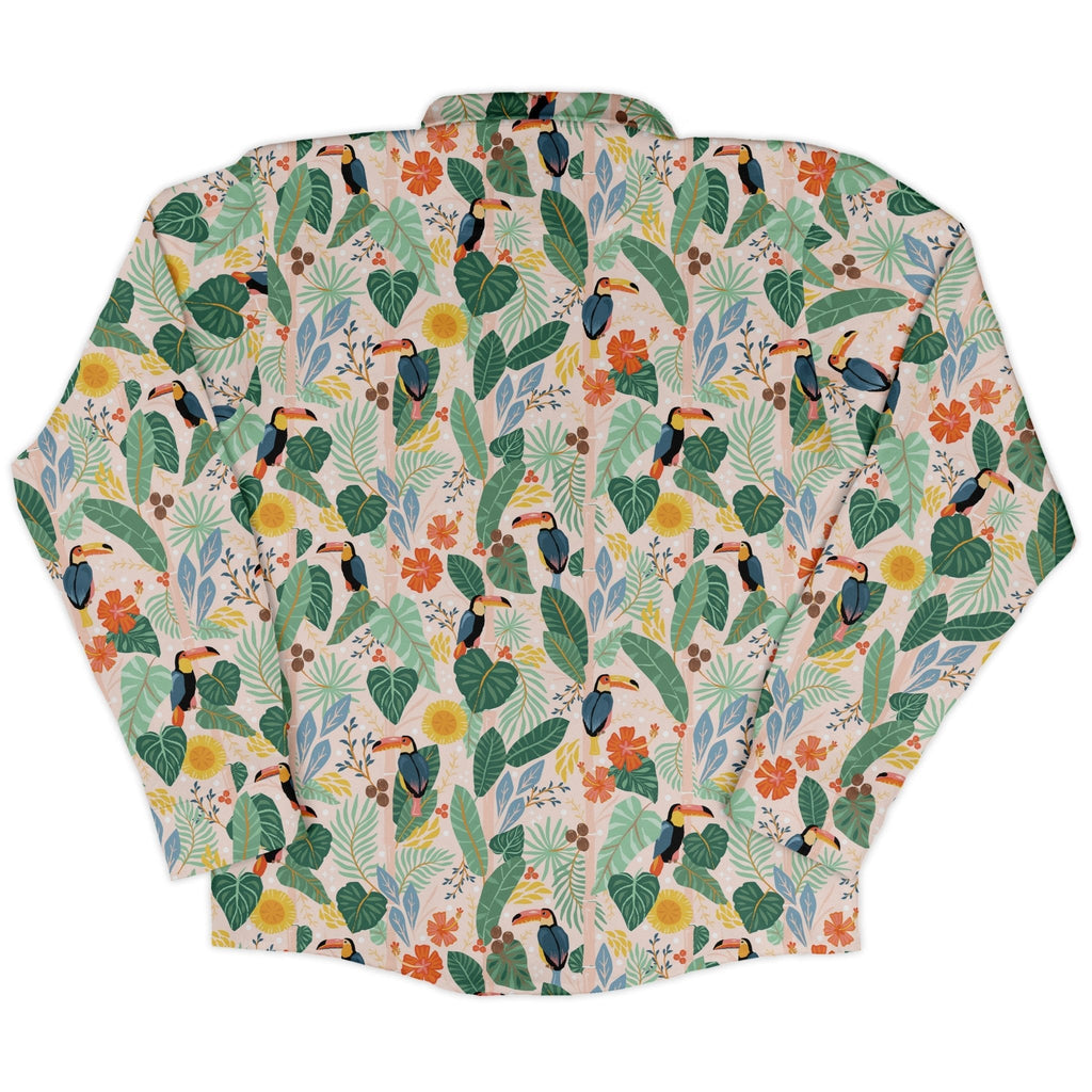 Toucan Tropica Long Sleeve Button Up Shirt Geek Nerd adult sizing animal patterns botany print