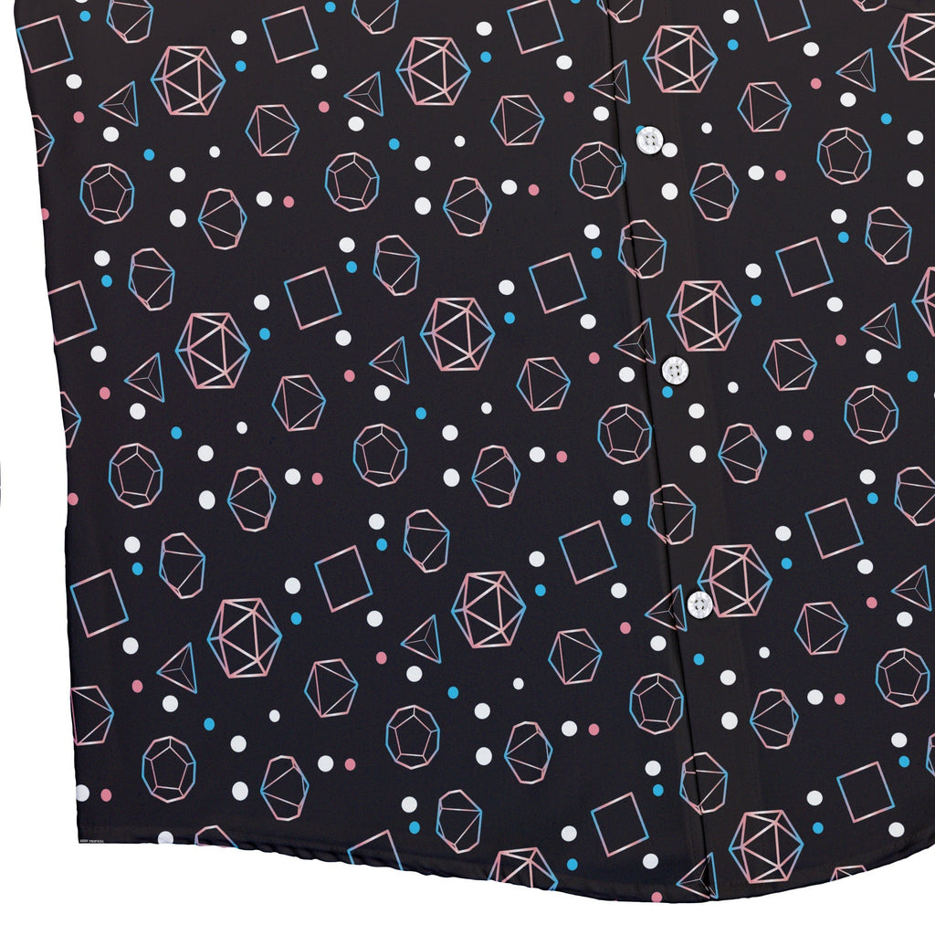 Trans Pride Flag DND Dice Button Up Shirt - adult sizing - Design by Heather Davenport - dnd & rpg print