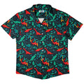 Tropical Dinosaur Green Aloha Button Up Shirt - adult sizing - dinosaur print - Maximalist Patterns