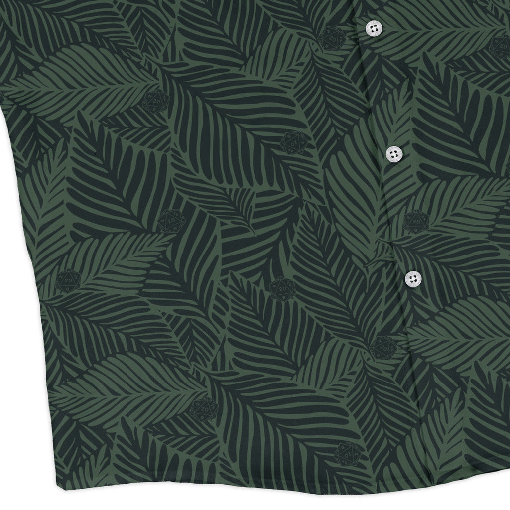 Tropical Dnd Dice Long Sleeve Button Up Shirt Geek Nerd adult sizing Design by Dunking Toast dnd & rpg print