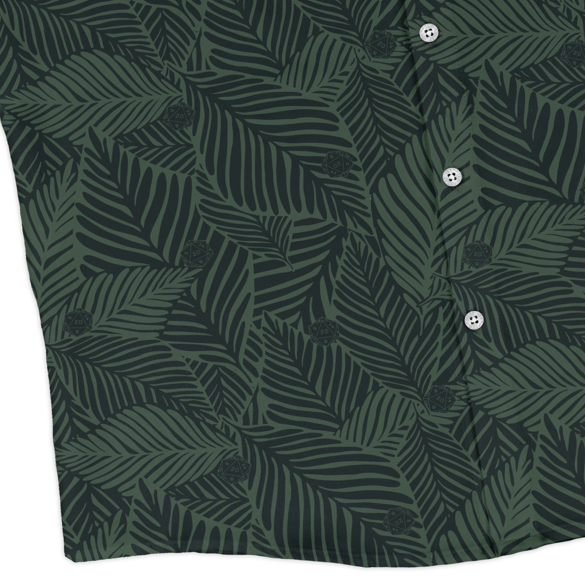 Tropical Dnd Dice Long Sleeve Button Up Shirt Geek Nerd adult sizing Design by Dunking Toast dnd & rpg print