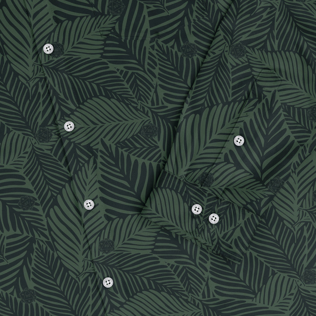 Tropical Dnd Dice Long Sleeve Button Up Shirt Geek Nerd adult sizing Design by Dunking Toast dnd & rpg print