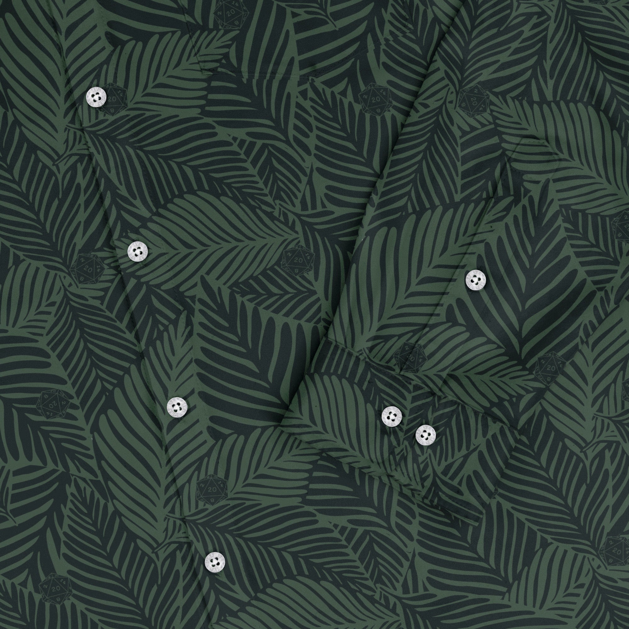 Tropical Dnd Dice Long Sleeve Button Up Shirt Geek Nerd adult sizing Design by Dunking Toast dnd & rpg print