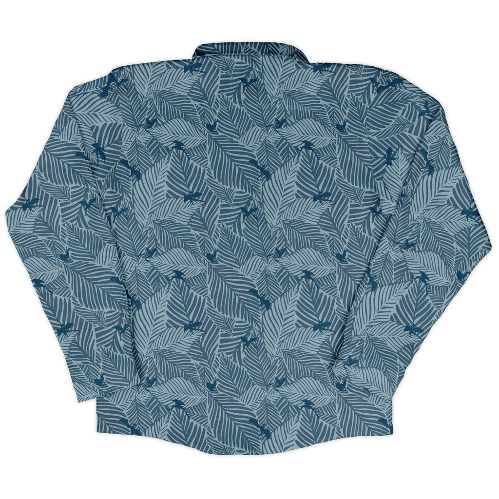 Tropical Dragons Long Sleeve Button Up Shirt Geek Nerd adult sizing Design by Dunking Toast dnd & rpg print