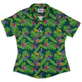 Tropical Video Game Pixels Curvy Button Up Shirt Geek Nerd Design by Dunking Toast Tropical Hawaiian Patterns video game arcade print