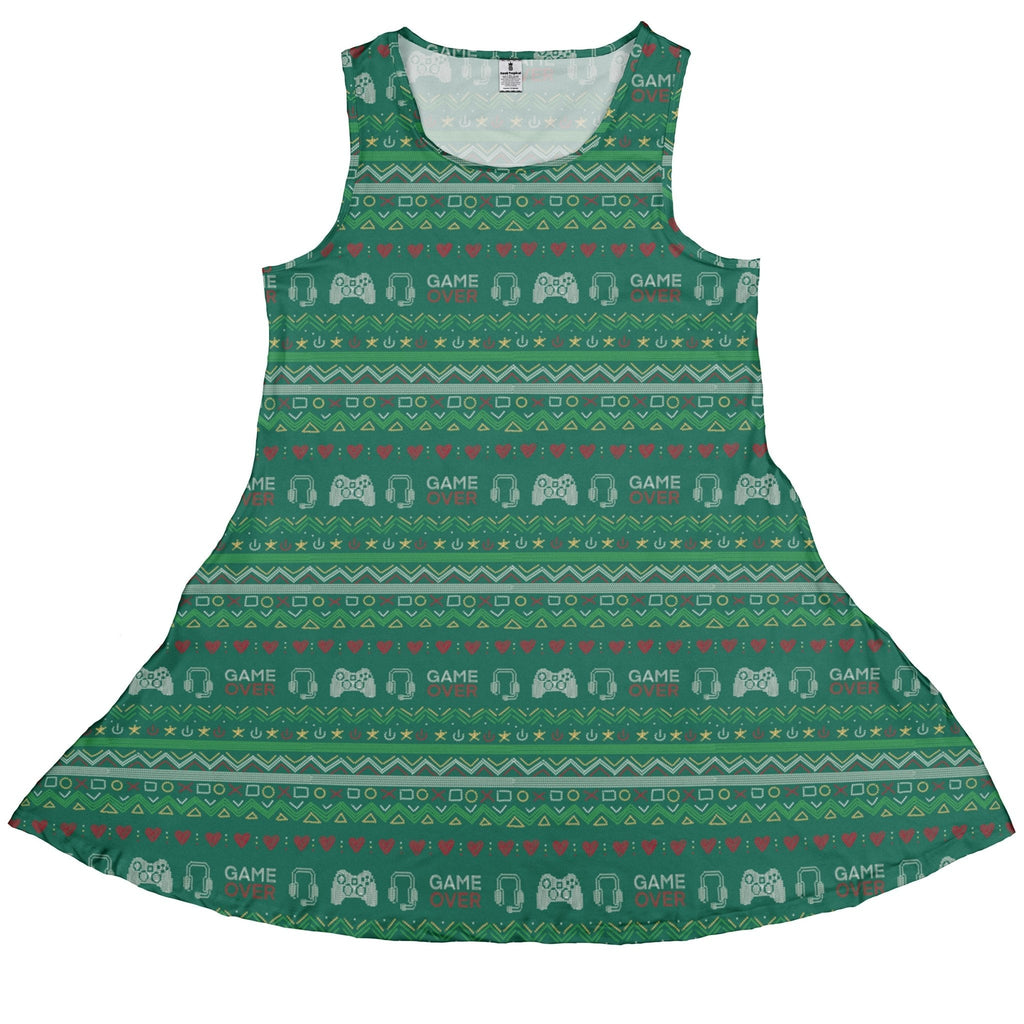 Ugly Christmas Sweater Video Gamer Dress Geek Nerd Christmas Print Design by Claire Murphy lx - C