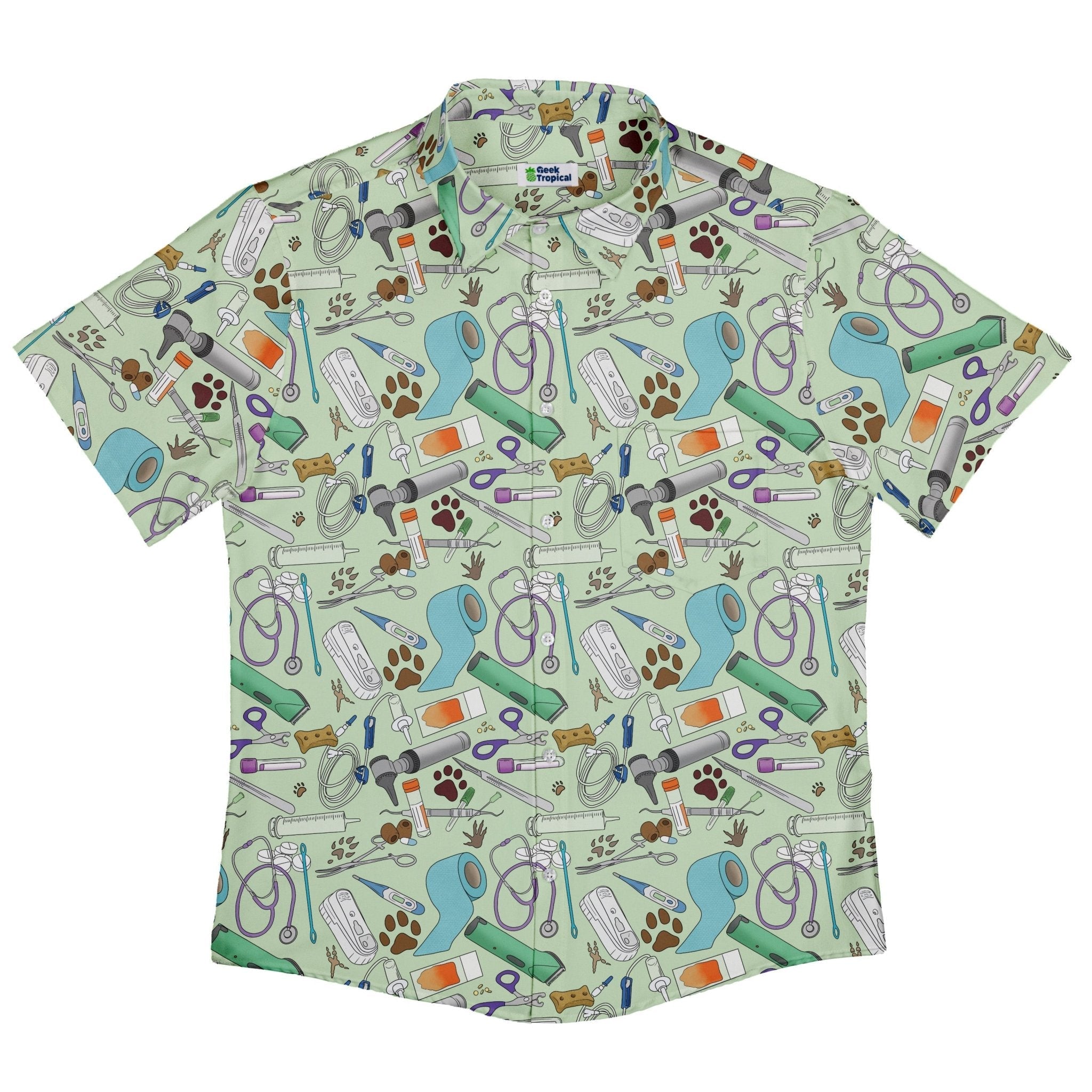 Vet Tech Button Up Shirt Geek Nerd 0925 adult sizing All Adult Button Up Shirts