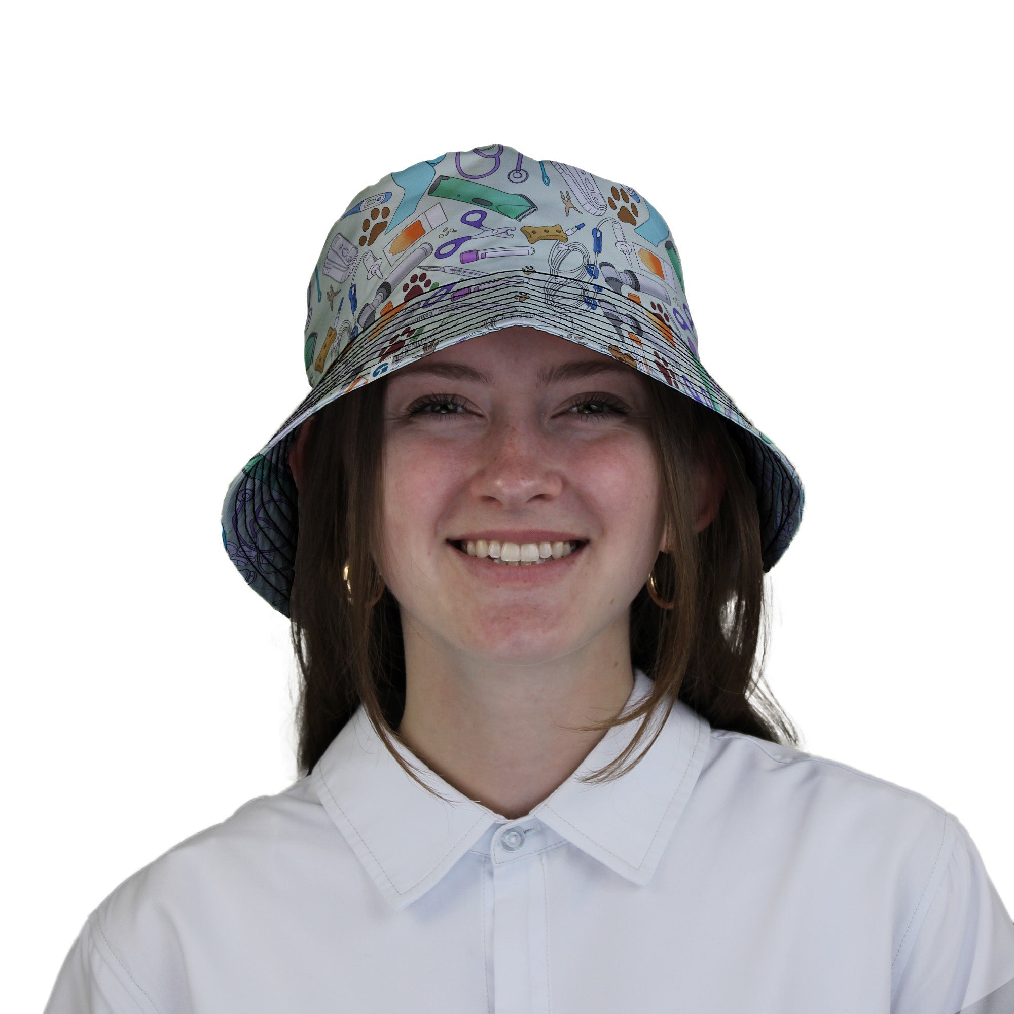 Vet Tech Bucket Hat Geek Nerd 0925 Animal Patterns Design by Julie Kitzes