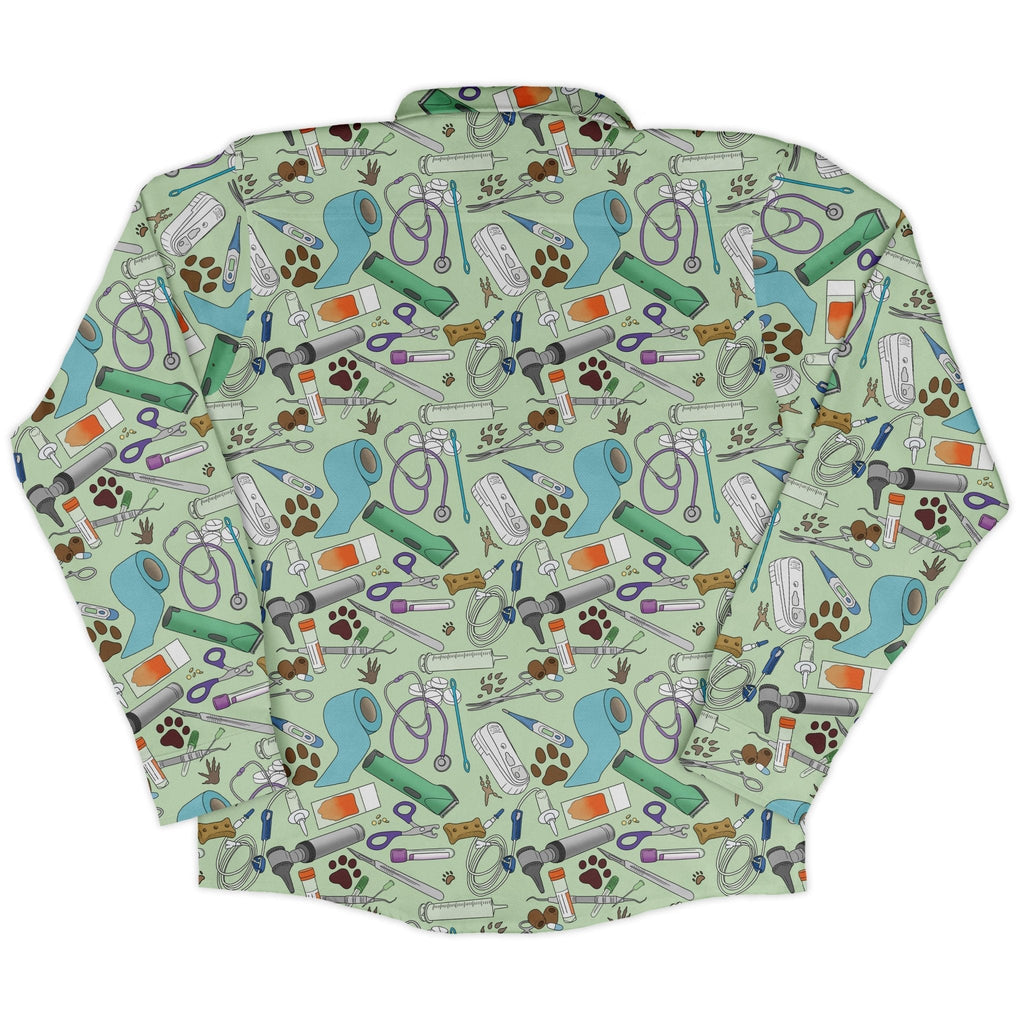 Vet Tech Long Sleeve Button Up Shirt Geek Nerd 0925 adult sizing All Adult Button Up Shirts