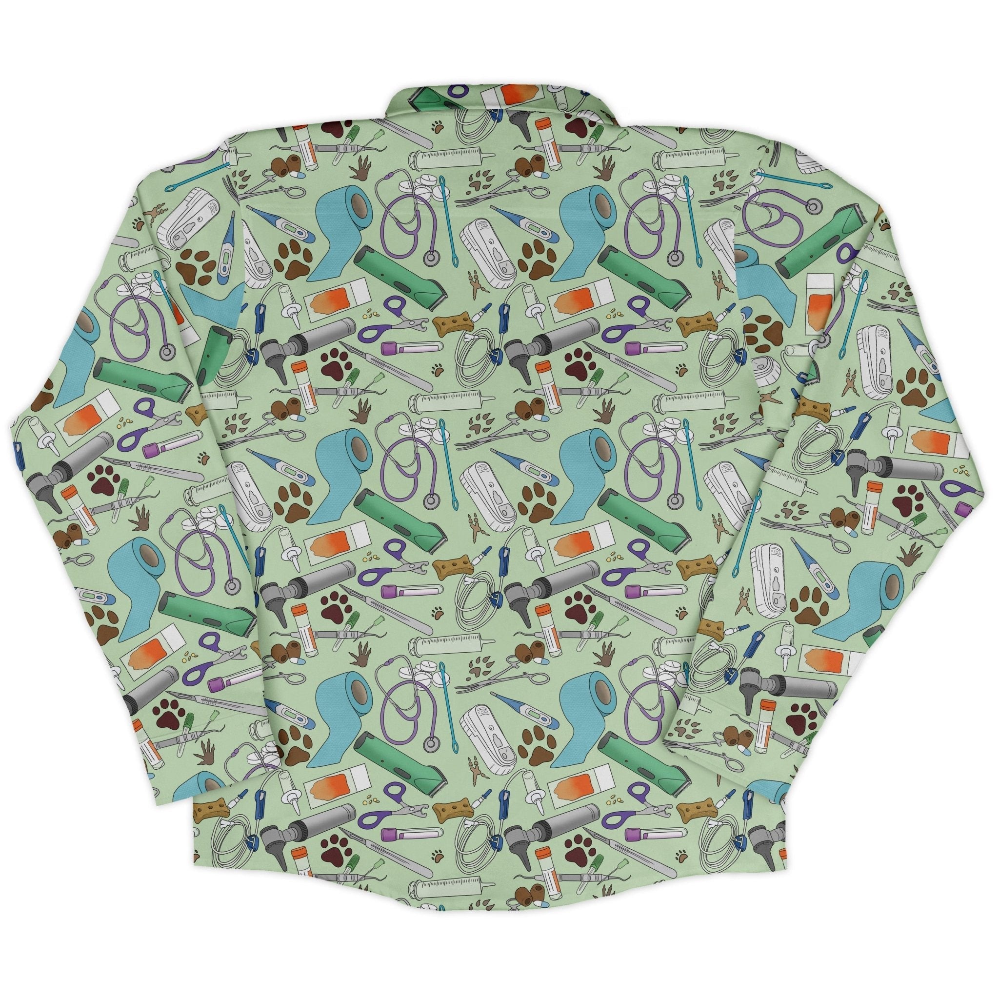 Vet Tech Long Sleeve Button Up Shirt Geek Nerd 0925 adult sizing All Adult Button Up Shirts
