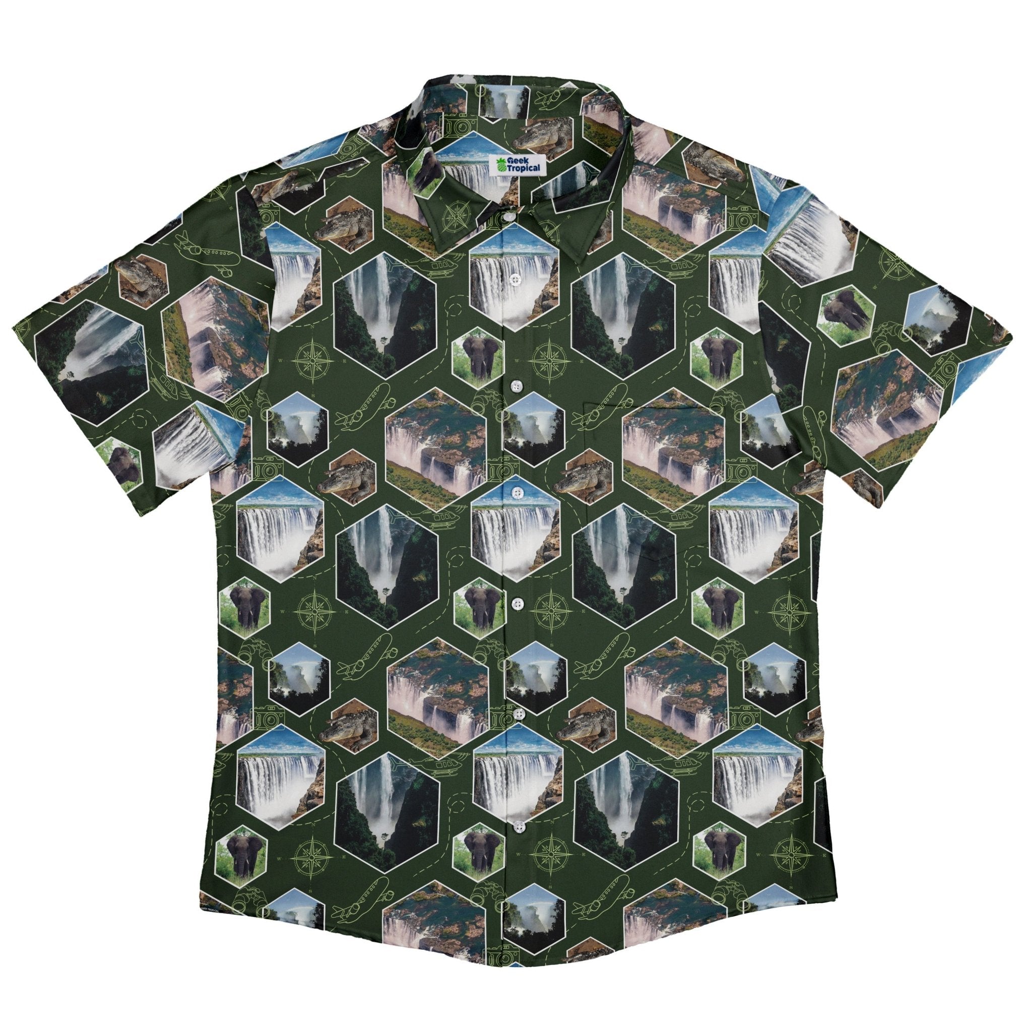 Victoria Falls Wonder Button Up Shirt Geek Nerd 0925 adult sizing All Adult Button Up Shirts