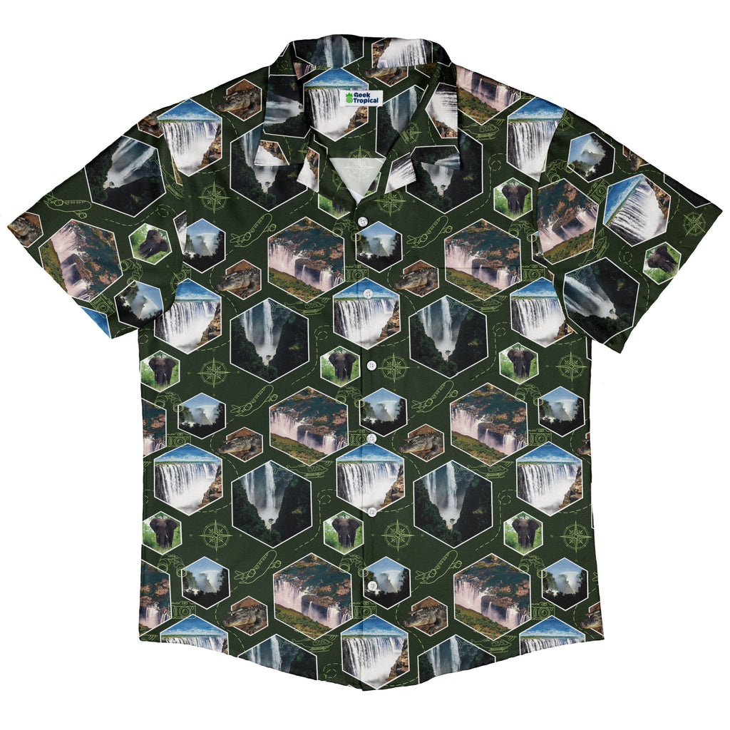 Victoria Falls Wonder Button Up Shirt Geek Nerd 0925 adult sizing All Adult Button Up Shirts