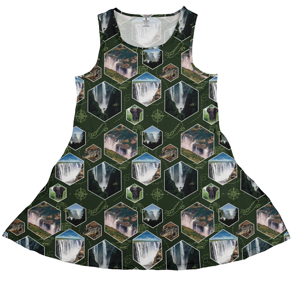 Victoria Falls Wonder Dress Geek Nerd 0925 Botany Print Designs by Nathan