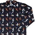 Video Game Cats Dark Long Sleeve Button Up Shirt Geek Nerd adult sizing Animal Patterns Design by Claire Murphy