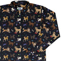 Video Game Dogs Dark Long Sleeve Button Up Shirt Geek Nerd adult sizing Animal Patterns Design by Claire Murphy