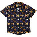 Video Game Dogs Dark Button Up Shirt - adult sizing - Animal Patterns - Design by Claire Murphy