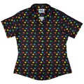 Video Game LGBTQ+ Pride Hearts Curvy Button Up Shirt Geek Nerd Design by Heather Davenport Pride Patterns video game arcade print